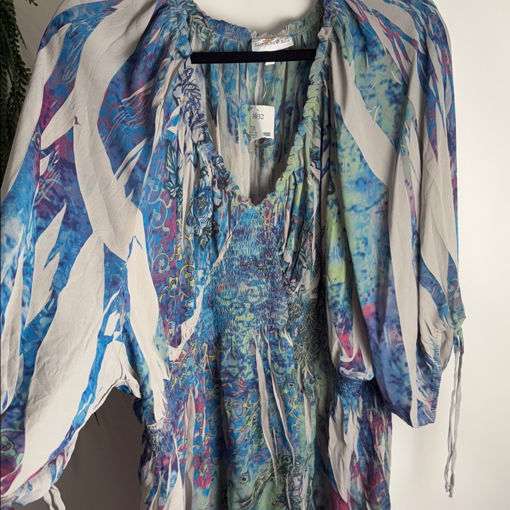 Fashion Bug Blue and Green Patterned top